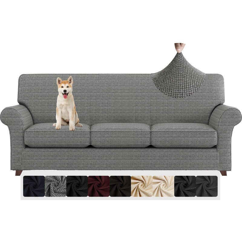 ZNSAYOTX 4 Piece Sofa Covers for Living Room Anti Slip Stretch Couch Covers for 3 Cushion Couch Pets Dogs Sofa Slipcover Machine Washable Furniture Protector (Black and White, Sofa) - Image 1